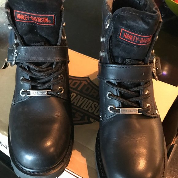 Good Condition Harley Davidson Black Lace-up Boot - Picture 1 of 5